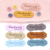 20Pcs Handmade Labels Hand Made With Love Tags Labels For Clothing PU Leather Knitting Tags For Hats Bags Sewing Accessories Stickers Labels