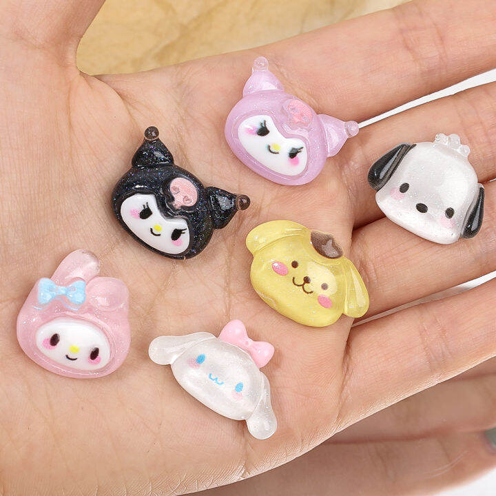 sanrio-โปร่งใสรูปการ์ตูนสัตว์-diy-10ชิ้น5ชิ้น-aksesoris-resin-เหมาะสำหรับกำไลข้อมือที่ผูกผมและอุปกรณ์ตกแต่งอื่นๆ