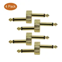 Rowin Guitar Pedal Connector Pedal Couplers Straight Type 4 Pcs TS Copper Male Connector For Effect Pedals