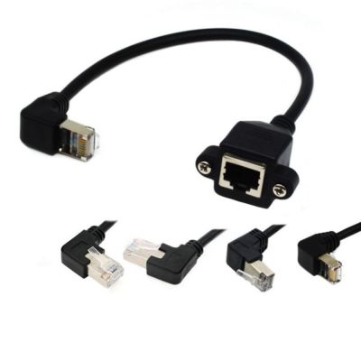 MSAXXZA 8Pin 5หมวด0.6ม. แผงสกรู RJ45 90องศาแผงสกรูมุมฉากสายเคเบิล RJ45สายเคเบิลแลนอีเทอร์เน็ตสายเครือข่ายสายพ่วง