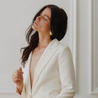 Diva Blazer Plain Lapel - Ivory เบลเซอร์สีขาว ใส่ทำงาน ใส่ออกงาน ชุดลำลอง