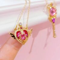 ♤❏❦ Anime Sailor Moon Pendant Necklace For Women Girls Crystal Wing Heart Chocker Necklace Fashion Jewelry Party Cosplay Props