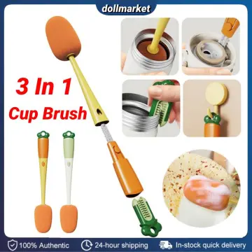 kitchen 3 In 1 Multifunctional Cleaning Cup Brush Long Handle Carrot Water  Bottle Cleaning Brush in 2023