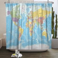 Colorful World Map Shower Curtain Minimalist Boho Water-proof Polyester Shower Curtains Bathroom Bath Curtains Room Decoration