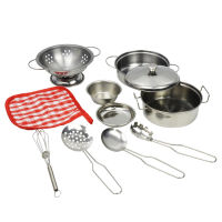 Tian1505 10 Pcs/set Dapur Berpura-Pura Mainan Memasak Alat Memasak untuk Kanak-Kanak Periuk Keluli Tahan Karat Kuali Peralatan Memasak