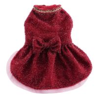 Cute Pet Dog Bow Skirt Red Sparkling Wedding Dress Doggy Costumes For Small Dog Clothes Spring Summer Skirt Apparel Dresses