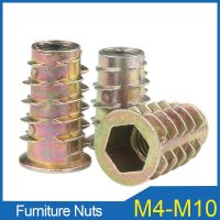 [DE69] 60/10PCS ถั่วเฟอร์นิเจอร์ M4 M5 M6 M8 M10โลหะผสมเหล็กสำหรับใส่ไม้ Nut Flanged Hexagon Hex หัวเฟอร์นิเจอร์ Rivnut