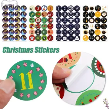 1-24 Number Merry Christmas Advent Calendar Number Stickers Paper Label  Gift