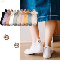 10 PairsLot Sweet Embroidered Cat Womens Socks Set Candy Color Harajuku Cartoon Cute Anime Smiling Happy Mens Short Socks