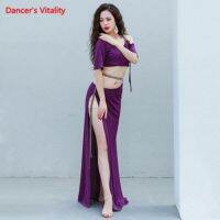 hot【DT】 Belly Mesh Top  Skirt Practice Dancing Set Female Adult Performance Clothing