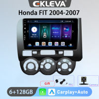 EKLEVA วิทยุติดรถยนต์แอนดรอยด์9นิ้ว12สำหรับฮอนด้าฟิต2004-2007 Carplay ออโต้ Aux Wifi DAB OBD USB เครื่องเล่นวิดีโอมัลติมีเดียรถยนต์2din จีพีเอส4G ฟรีกล้องมองหลังของขวัญและไมโครโฟน