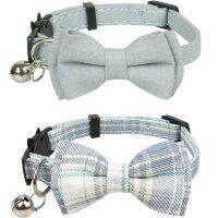 [HOT!] Breakaway Cat Collar with Bell and Classic Plaid Bowtie Adjustable Safety Kitten Collars for Pet and Puppies from 7.8 10.2 Inch