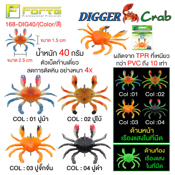 เหยื่อยางปู-digger-crab-dig-ผลิตจาก-tpr-ที่เหนียวกว่า-pvc-ถึง-10-เท่า-มีตัวเบ็ด-4x-ในตัวด้วย