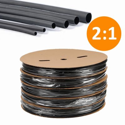 1/5/10/25M 2:1 Black 1 2 3 5 6 8 10mm Diameter Heat Shrink Heatshrink Tubing Tube Sleeving Wrap Wire Sell DIY Connector Repair Nails  Screws Fasteners