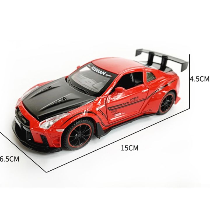 1-32-nissan-gtr-r35-r34รถบังคับวิทยุของเล่นเด็กรถของเล่นที่หล่อจากเหล็กเสียงและแสงเด็กรถของขวัญ