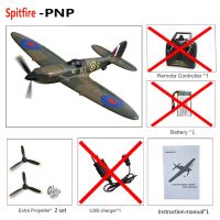 Volantex เครื่องบิน Spitfire RC 2.4G 4CH Remote Control Pesawat EPP 400Mm Wingspan 6แกน761-12 Warbird Mini RTF PNP ชุดก่อสร้างเครื่องบิน