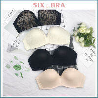 Six_Bra เสื้อใน เกาะอก ไร้ขอบ เสื้อในผู้หญิง ผ้าฟองน้ำ สายปรับได้ พร้อมสายใส ยกทรงผู้หญิง ดันทรงสวย AAB142