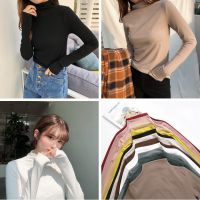 9 colors korean style women ladies long sleeve shirt blouse baju wanita inner wear t-shirt elastic tops