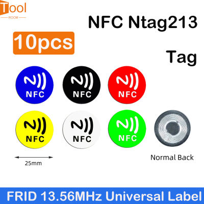 สติกเกอร์แท็ก Ntag213 NFC 10ชิ้น RFID 13.56MHz Token Patrol เบาพิเศษโลหะ NFC