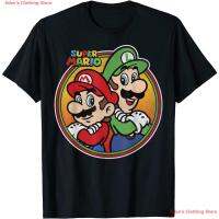 เสื้อแฟชั่น Edens Clothing Store 2021 Nintendo Super Mario &amp; Luigi Brothers Circle Graphic T-Shirt T-Shirt เสื้อยืดผ้าฝ้าย