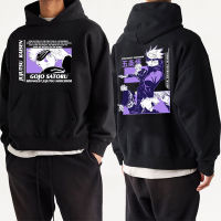 Jujutsu Kaisen Satoru Gojo Hoodie พิมพ์ลายเสื้อลายอะนิเมะสไตล์หลวมสบายเสื้อฮู้ดมีสไตล์การ์ตูนฮาราจูกุเสื้อฮู้ดมีสไตล์ฤดูใบไม้ผลิและฤดูใบไม้ร่วง