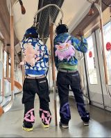 New Street Trend Retro Tooling Jeans Fashion High Street Y2K Trousers Harajuku Hip-Hop Printed Loose Overalls Pants Men Ins