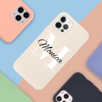 ✁◈ Custom Name Letters Original Silicone for iphone 14 13 Pro Max Case 12 8 Plus SE 2020 X XS Funda XR 7 Couples 11 Phone Coque