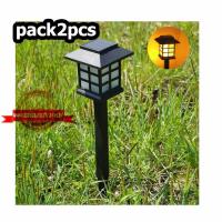 Pack2pcs Solar light 1 LED ไฟปักสนาม พลังงานแสงอาทิตย์โซล่าเซลล์  ไฟเหลือง