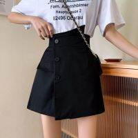 COD ✸ vffe899 2021 high-waisted thin A-line short skirt irregular hakama skirt womens black niche shorts fried st2021高腰显瘦A字短裙不规则裤裙半身裙女装黑色小众短裤炸街xiaoluo.my21.06.30