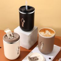 304 Stainless Steel Coffee Mug With Straw &amp; Lid, Leakproof Tea Milk Mug Water Cup With Straw, Kitchen Drinkware For Kids Adults