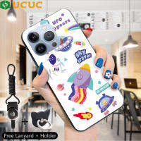 เคสโทรศัพท์สำหรับ iPhone 15 Pro Max Iphone15 Iphone15pro Iphone 15 Pro โลกกว้างใหญ่เคสตัวการ์ตูนยูเอฟโอนักบินอวกาศฝาครอบยางนิ่มกันกระแทก (แหวนใส่นิ้ว + สายคล้อง)