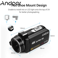 Andoer 4K Ultra HD DV Professionalดิจิตอลกล้องวีดีโอCMOS Sensorกล้องวิดีโอ0.45Xมุมกว้างเลนส์มาโครสเตอริโอไมโครโฟนกล้องรองเท้าร้อน3.0นิ้วจอภาพIPS Burst Anti-สั่น