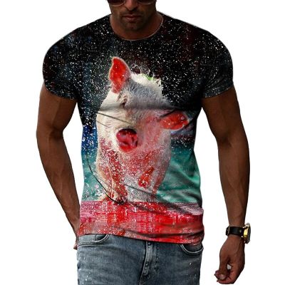Funny and Cute Animal Pig graphic t shirts men Summer Fashion Casual Hip Hop Street Style 3D Print O-Neck Short Sleeve Tees Tops