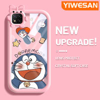 YIWESAN เคสสำหรับ Xiaomi Redmi 9C NFC POCO C31ลายการ์ตูนน่ารักโดราเอมอนมอนมอนสเตอร์ตัวเล็กรูปโบว์นต์ตัวเล็กเคสนิ่มทนต่อการเสียดสีเคสโทรศัพท์โปร่งใสฝาครอบป้องกันเลนส์กล้องถ่ายรูปซิลิก้าเจล TPU