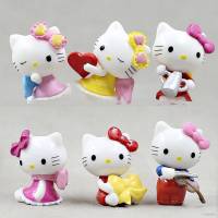 โมเดลตุ๊กตาฟิกเกอร์ Sanrio Hello Kitty เหมาะกับของขวัญวันเกิด ของเล่นสําหรับเด็ก จํานวน 6 ชิ้น