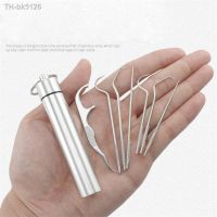 ۞ Toothpicks Pocket Set Stainless Steel Reusable Portable Metal Floss Tooth Picks with Holder for Outdoor Picnic Traveling