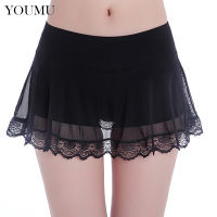 Lace Womens Safety Short Pants Ruffles Mesh White Tights Shorts Solid Black Women Under Pant Elastic Ladies Underwear Bottom