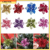 CIRETEX เลื่อมแววที่มีสีสันดอกไม้ปลอมเทียมดอกไม้คริสต์มาสของตกแต่งต้นคริสต์มาสเครื่องประดับต้นคริสต์มาสในบ้าน