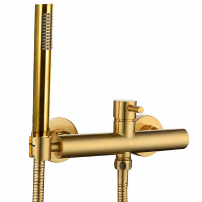 brushed gold Shower Faucet with Hand Shower Wall Mount Single Handle Solid Brass Bathtub Shower Mixer TH090