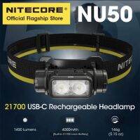 NITECORE ไฟฉายคาดศีรษะ NU50 1400 Lumens น้ำหนักเบา USB-C ชาร์จไฟสีขาวโคมไฟไฟฉายในตัวแบตเตอรี่