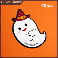 [Oliver Timmy] 50pcs คริสต์มาสฮาโลวีนขนมแพคเกจการ์ดผีฟักทอง Lollipop Holder บิสกิตตกแต่งเด็กของขวัญบ้าน DIY Supplies