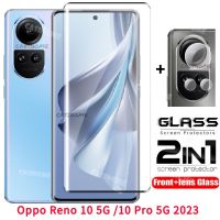 2023 Oppo Reno ฟิล์ม10 5G 2 In 1ปกป้องหน้าจอสำหรับ Oppo Reno 10 9 10Pro Reno10โปร Reno10Pro 10Pro + บวก5G 2023กระจกนิรภัยป้องกันเต็มพื้นที่เลนส์หลังฟิล์มกันรอยด้านหน้า