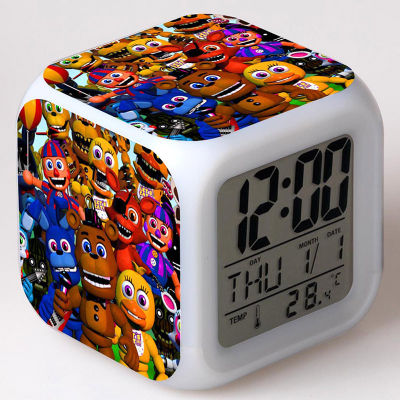 FNAF Anime Figurine five nights at freddy LED Alarm Clock Wake Up Light Digital Alarm Clock Color Changing Electronic Desk Watch