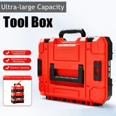Stackable Combination Tool Box Organizer Plasic Thick Suitcase Drill Hardware Tool Storage Box Electrician Carpenter Toolbox