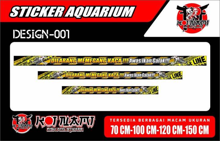 Sticker Aquarium Stiker Aquarium Awas Ikan Galak Predator Ikan Arowana