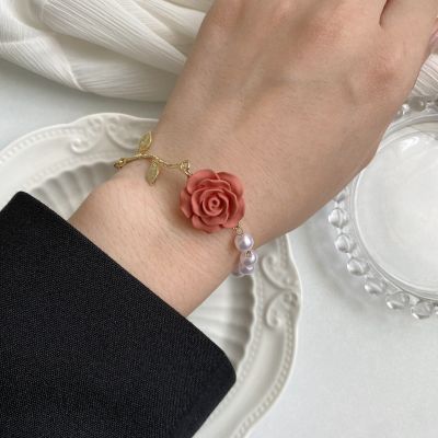 Delysia King Rose Flower Vintage Pearl Bracelet White Flower Sweet Bracelet