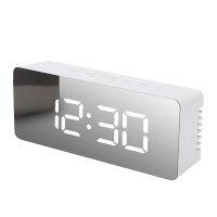 【YF】❀  digital electronic mirror alarm clock desktop bedside night light mute USB