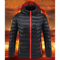 ❀ USB Electric Battery Heated Jackets Outdoor Sleeves Heating Hooded Coat Warm Thermal Cotton clothes