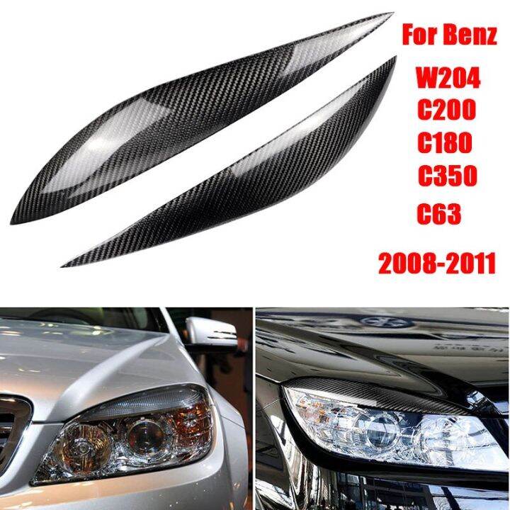 Carbon Fiber Car Headlight Eyebrow Cover Trim Sticker Head Lamp Eyelid