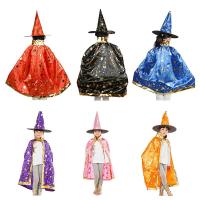 Halloween Costumes Witch Wizard Cloak with Hat for Kids Boys Girls